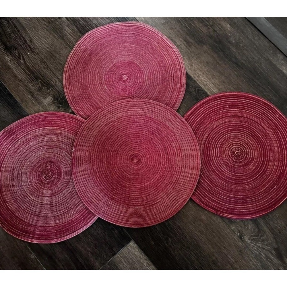 5 Red Wicker Rattan Round Placemats Chargers 15 1/2" - Picture 3 of 5